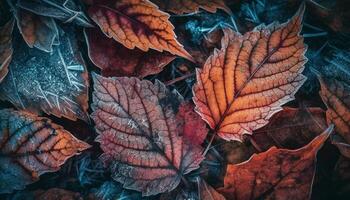 Vibrant autumn foliage, a multi colored collection of organic growth generated by AI photo