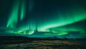 aventuras en el ártico majestuoso montañas iluminado por estrellado noche generado por ai foto
