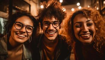 A group of carefree young adults enjoying a night out generated by AI photo