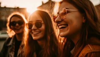 A carefree group of young adults enjoying a summer celebration generated by AI photo