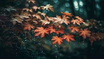vibrante otoño colores iluminar bosque, naturaleza belleza en cerca arriba generado por ai foto