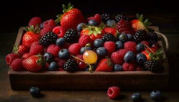 Juicy berry bowl a refreshing summer dessert for healthy eating generated by AI photo