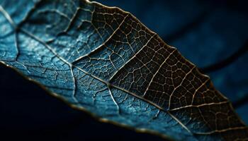 Vibrant leaf vein pattern in macro, showcasing beauty in nature generated by AI photo