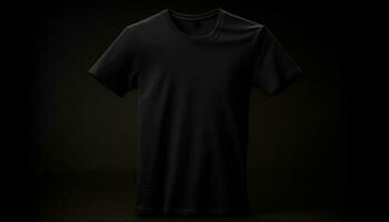 Modern fashion design black t shirt with zipper on mannequin standing generated by AI photo