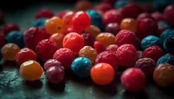 A large group of colorful candy, sweet food variation generated by AI photo