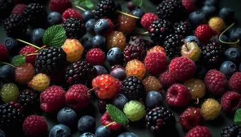 A bowl of juicy, ripe berry fruit a gourmet dessert generated by AI photo