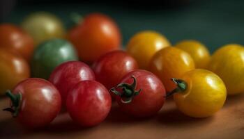 Juicy cherry tomatoes add vibrant colors to healthy summer salads generated by AI photo