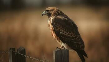 el majestuoso calvo águila encaramado en un rama, mirando feroz generado por ai foto