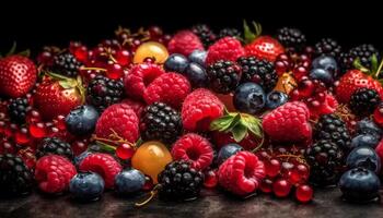 A bowl of juicy, antioxidant rich berry fruit for a healthy snack generated by AI photo