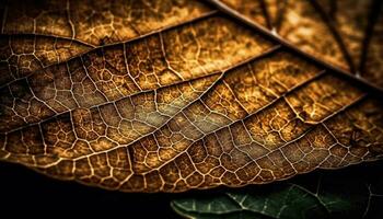 Vibrant yellow leaf vein showcases beauty in nature organic design generated by AI photo