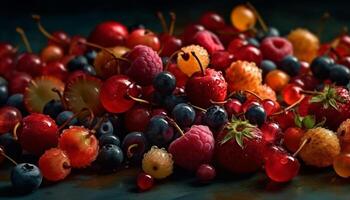 jugoso baya cuenco un gastrónomo, orgánico, sano verano refresco generado por ai foto