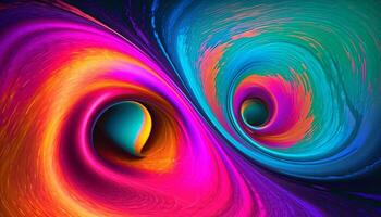 Vibrant colors and psychedelic patterns create futuristic abstract chaos generated by AI photo