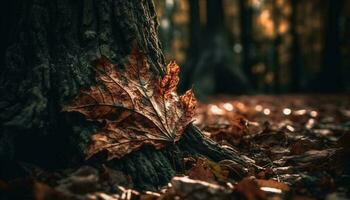 vibrante arce árbol rama, un vistoso otoño cerca arriba modelo generado por ai foto