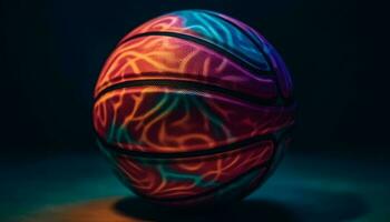 Ball competition Glowing sphere shines in vibrant blue night background generated by AI photo