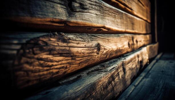 rústico madera dura tablón mesa, resistido y manchado con resumen modelo generado por ai foto