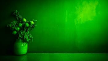 A glowing wine bottle illuminates the organic summer still life generated by AI photo