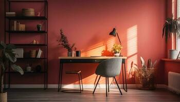 Modern elegance illuminates comfortable domestic life inside a luxury loft apartment generated by AI photo