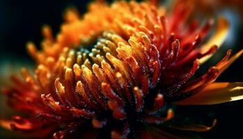 A vibrant gerbera daisy with dew on its petal generated by AI photo