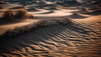 Tranquil scene of majestic sand dunes in arid Africa generated by AI photo