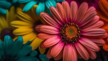 vibrante gerbera margarita ramo de flores trae belleza a formal jardines generado por ai foto