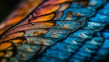 Vibrant butterfly wing showcases intricate animal markings and elegant symmetry generated by AI photo