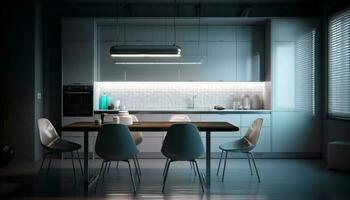 Modern luxury apartment with elegant design and natural lighting equipment generated by AI photo