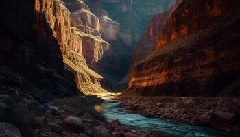 Explore the majestic beauty of Antelope Canyon eroded rock formations generated by AI photo