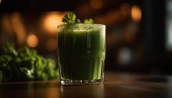 A refreshing green smoothie, a healthy summer drink with antioxidants generated by AI photo