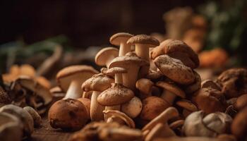 Fresh porcini mushrooms, a gourmet ingredient for healthy eating meals generated by AI photo