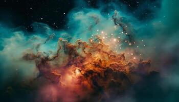 Night sky ablaze with exploding supernova in deep space generated by AI photo