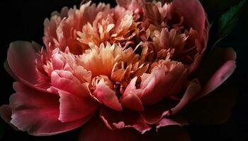 Vibrant peony petals in pink and purple, a summer romance generated by AI photo