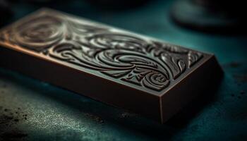 Antique chocolate book a rustic gift of elegance and indulgence generated by AI photo