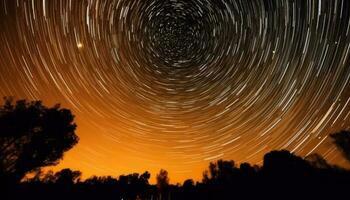 hilado estrella caminos iluminar el tranquilo lechoso camino paisaje generado por ai foto