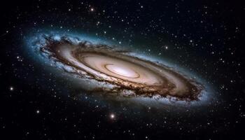 Exploring the deep mysteries of the glowing spiral galaxy generated by AI photo