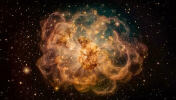 Supernova explosion creates abstract galaxy in fiery natural phenomenon generated by AI photo