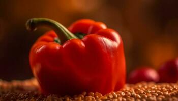 Vibrant, ripe bell peppers add color to healthy vegetarian meals generated by AI photo
