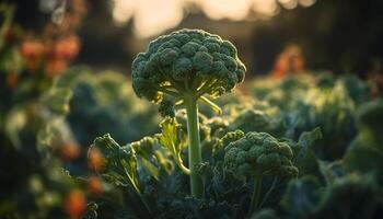 Fresh organic cauliflower, a multi colored vegetable blossom in summer generated by AI photo