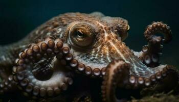 Close up of an octopus tentacle, a seafood delicacy underwater generated by AI photo