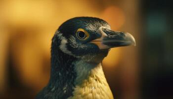 The majestic hawk close up portrait showcases its beautiful feathered beak generated by AI photo