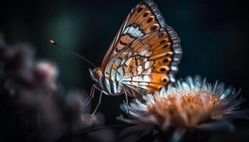 The fragile beauty of a multi colored butterfly in nature elegance generated by AI photo