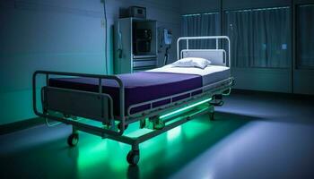 In the hospital ward, an illuminated patient awaits recovery generated by AI photo