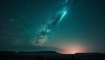 lechoso camino galaxia ilumina majestuoso montaña rango en estrellado noche generado por ai foto