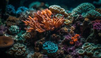 profundo mar aventuras vistoso arrecife y acuático animales en movimiento generado por ai foto