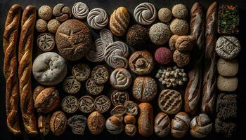 Rustic homemade cookies with dark chocolate, a gourmet snack indulgence generated by AI photo