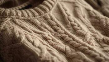 cálido, acogedor cárdigan suéter con a rayas patrón, de punto con cachemira generado por ai foto