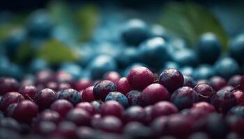 Fresh blueberry bunch, ripe and shiny, a healthy snack option generated by AI photo