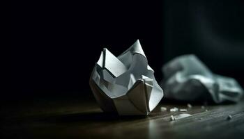 Origami paper boat sails to success on nautical voyage generated by AI photo