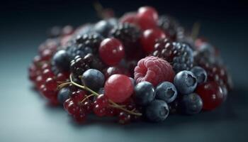 jugoso baya postre un gastrónomo, sano verano bocadillo para vegetarianos generado por ai foto