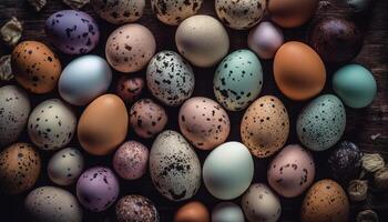 Ornate animal eggs symbolize springtime celebration in Christianity cultures generated by AI photo