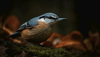 A cute nuthatch perching on a branch, looking at you generated by AI photo